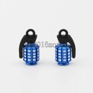2pcs Blue Crown Car Tire Valve caps Black Wheel Tyre Valve Air Dust Cap Stem - Picture 1 of 3