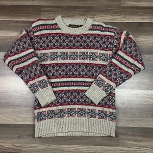 Eddie Bauer Vintage Womens Size M Wool Christmas Type Sweater Beige Red Green - Picture 1 of 9