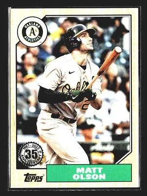 2022 Topps #T87-25 Matt Olson 1987 Design Oakland Athletics A's - Image 1 of 2