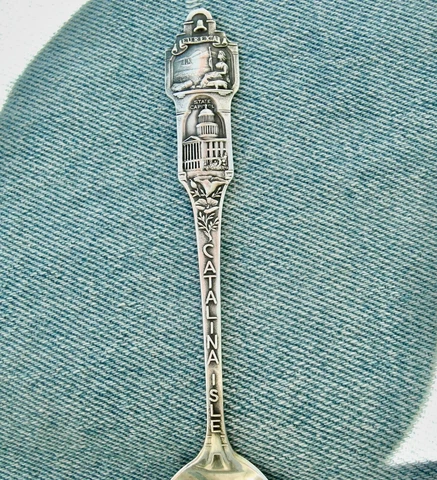 1910s CATALINA ISLAND AVALON CALIFORNIA OIL WELLS, REDWOOD ETC  STERL SOUV SPOON Cover
