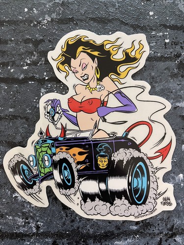 Alan Forbes Hotrod Girl Lowbrow Hot Rod Art Sticker Decal 2002 | eBay