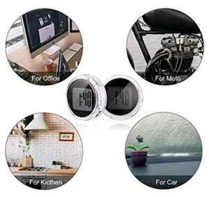 2 Pcs Waterproof Stick-On Motorbike Mount Watch Digital Clocks for Vehicle - Picture 1 of 5
