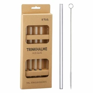 Glastrinkhalm Strohhalm 4er Set Länge ca 20cm und Bürste  - Bild 1 von 1