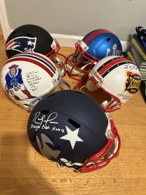 Casco 5 réplica tamaño completo firmado por los Patriots Moss, Gronk, Edelman, Hannah, Bruschi Foto 1 de 4