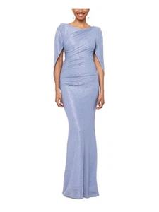 BETSY & ADAM Womens Light Blue Cape Sleeves Drape At Back Mermaid Dress 16 - Picture 1 of 2