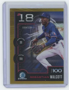 Bowman 2025 cromo #29/50 Top 100 Sebastian Walcott refractor de oro pre novato radiocontrol - Imagen 1 de 2