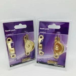 2 VTG Brass Finish Crescent Sash Locks Screws Double Hung Windows New Old Stock - Picture 1 of 6