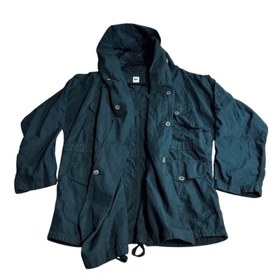 Chaqueta estilo militar con capucha NSF verde oliva algodón abrigo utilitario abotonado Foto 1 de 4