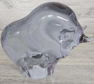 Vintage Murano Glass Bull Figurine Paperweight Thick clear, flawless - Picture 1 of 8