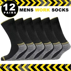 12 Pairs Men’s Diabetic Work Socks – Cotton, Non-Binding, Wide Top Fit - Picture 1 of 7