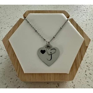 Stainless Steel Heart Coin Necklace with Initial Letter | Engraved Letter | A-Z - Picture 1 of 6