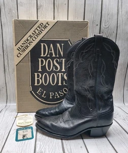 Dan Post 6550 Black Brown 2 Tone Exotic Skin Elk Leather Cowboy Boots Men's 8 D  - Picture 1 of 15