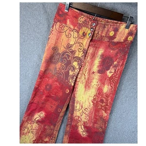 Legatte Jeans Pants Red Paisley Print Flare Leg Made in Italy Women Size M 29x31 - Picture 1 of 10