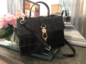Dooney-Bourke Pembrook Claire Satchel Embossed Moc Croc Espresso Brown Handbag - Picture 1 of 14