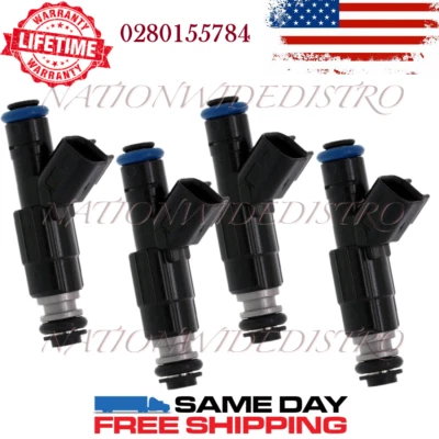 4x OEM Bosch Fuel Injectors for 1998 1999 2000 Dodge Caravan 2.4L I4 0280155784 - Image 1 of 4