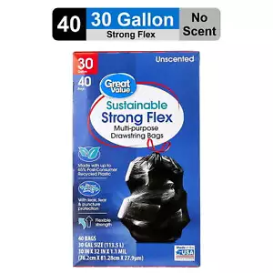 Sustainable Strong Flex 30-Gallon Drawstring Large Multi-Purpose Bags, 40 Count - Picture 1 of 8