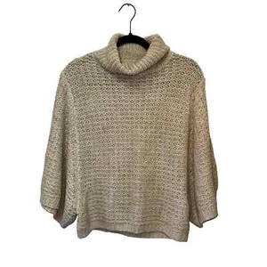 Poof Excellence Cream Knit Balloon Sleeve Cropped Sweater - Picture 1 of 6
