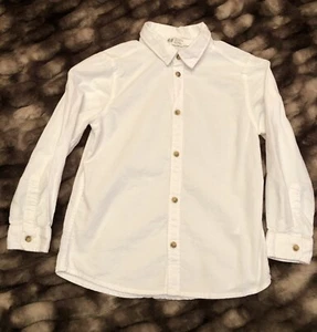 H&M Boys Long Short Sleeve White Dress Collard  Shirt 6-7 Years - Picture 1 of 6