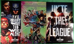 Lote de 3 carteles promocionales de películas Escuadrón Suicida y Liga de la Justicia - Imagen 1 de 4