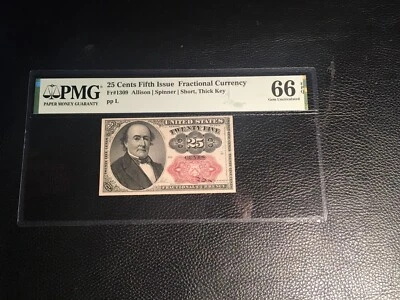 25 Cent Fifth Issue Fractional Currency PMG 66 EPQ gem uncirculated - Image 1 of 4