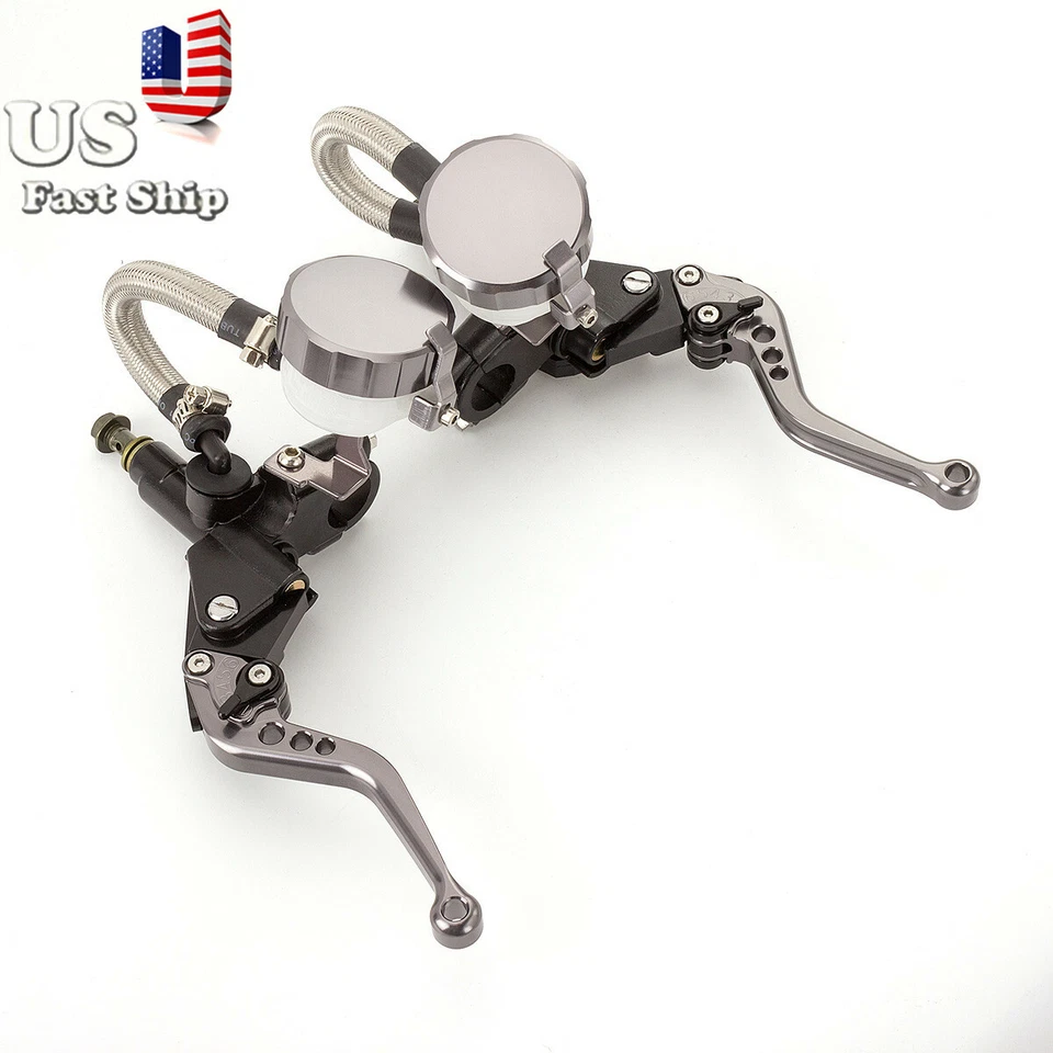CNC Universal 7/8'' Dual Brake Master Cylinder Reservoir Hydraulic Clutch Lever - Image 1 of 4