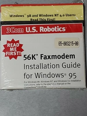 Disco guía de instalación de módem de fax 3Com US Robotics 56K Windows 95 98 NT 4.0 Foto 1 de 4