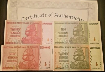 Zimbábue 20 10 trilhões moeda inflação 50 20 bilhões EUA Vendedor com certificado de autenticidade - Imagem 1 de 4