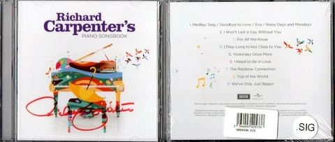 Richard Carpenter Autograph - Piano Songbook Signed CD - AFTAL - 1 Cover