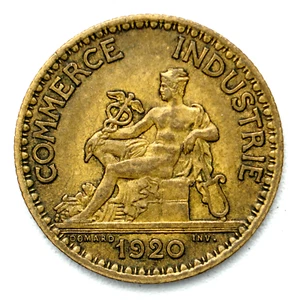 1920 France 1 Franc Coin, km876, Mintage 590,000 - Rare Coin 🇫🇷 - Picture 1 of 2