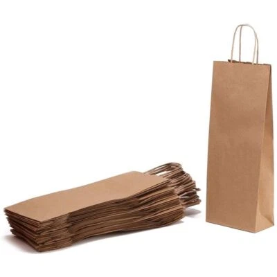 25 PZ Busta shopper AVANA per BOTTIGLIA 40x14x9 cm 17E2 - Immagine 1 di 3