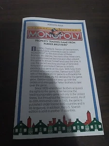 Monopoly Deluxe Edition Replacement Pieces: Game Instructions Booklet 1998 - Picture 1 of 4