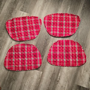 Quilted Plaid Placemats Set of 4 Red Tartan Rustic Farmhouse Cabin Christmas - Picture 1 of 6