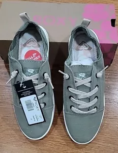 NIB Roxy Libbie Slip-on Sneaker Shoes Olive Green Linen Women DOL Size 7 7.5 8 - Picture 1 of 10