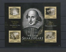 Ghana 2016 400th Anniversary Death William Shakespeare M/Sheet MNH per scan