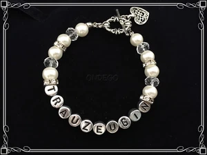 Bracciale regalo testimone migliore amica lettere matrimonio gioielli da sposa - Foto 1 di 12