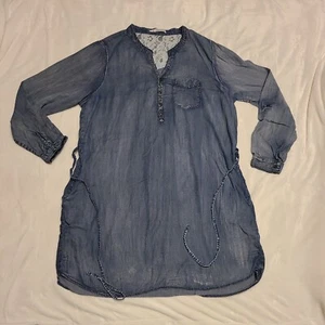 Maurices Womens 3 Denim Chambray Tunic Long Sleeve Pockets Shirt Dress Midi - Picture 1 of 11