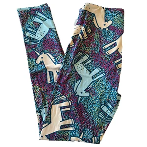 LuLaRoe Leggings OS one size vintage colorful doodle UNICORNS RARE monet swirls - Picture 1 of 4