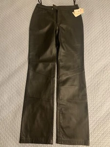 Copper Key Leather Pants Size 5 Black Straight Leg Pockets Mid Rise - Picture 1 of 14