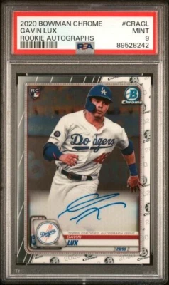89528242 Gavin Lux 2020 Bowman Chrome RC Rookie Autographs PSA 9 MINT - Image 1 of 2