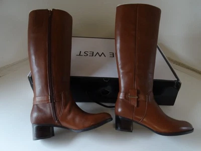 nine west 7villiger boot womens size 6m brown NWT calf length leather - Image 1 of 4