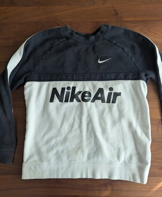 Nike Air Black White Sweatshirt Boys Size XL Spellout Logo Colorblock Crewneck - Image 1 of 4
