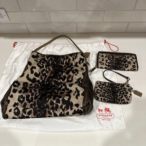 Coach Madison Ocelot Phoebe Shoulder Bag D1369-25209 W/matching Wallet&Wristlet - Picture 1 of 24