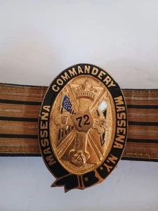 Grand Commandery Of The State Of NY Belt W/ Buckle 72 Massena NY Masonic Temple - Picture 1 of 5