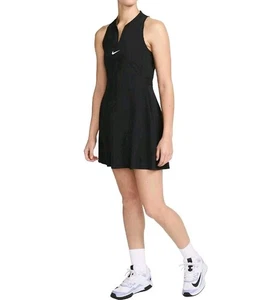 Nike Women's Tennis Dri-Fit Advantage Black/White Dress, Size Medium DX1427-010 - Picture 1 of 14