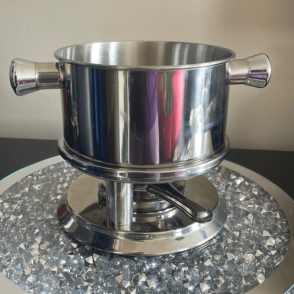 Sagaform Pequeño Portátil Plata Acero Inoxidable Fondue Set Sin Horquillas Usado Foto 1 de 4