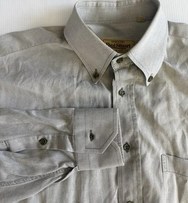 Paul  Stuart  Shirt Mens Medium Gray Button Up Point Collared Made in Italy - Image 1 of 4