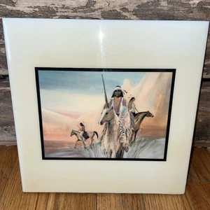 Native American Indian Warrior Hunter Jim Prindiville Art Tile Southwest Decor - Picture 1 of 8