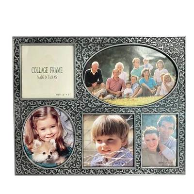 Vintage Collage 5 Photo Frame Metal Paisley Leaf Leaves Fleur de Lis No Glass - Image 1 of 4