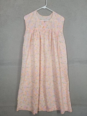 Peach Floral House Dress Medium Nightgown Casual Lounge Home Made - Image 1 of 4