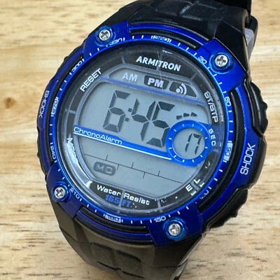 Reloj de Cuarzo Digital Armitron 40/8322 Hombre 5m Negro Azul Alarma Cronógrafo Batería Nueva Foto 1 de 4